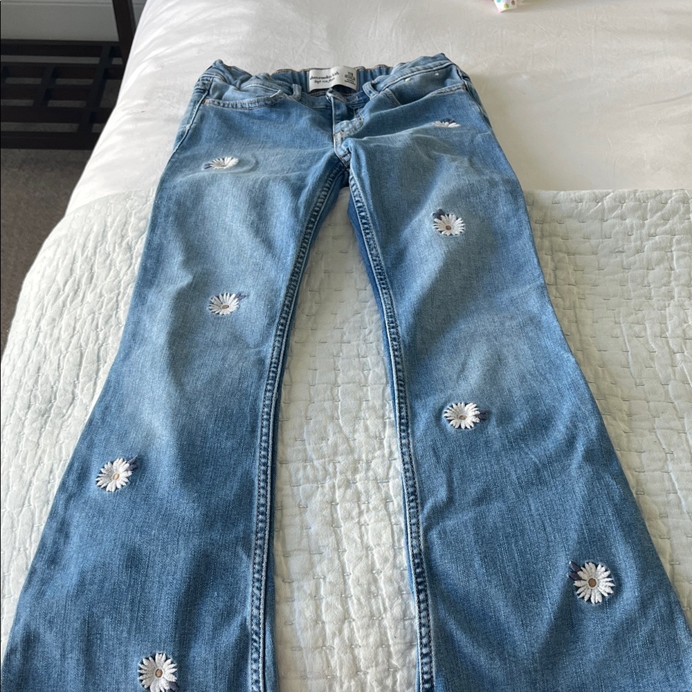 abercrombie kids Light Blue Denim Jeans with Daisy Embroidery